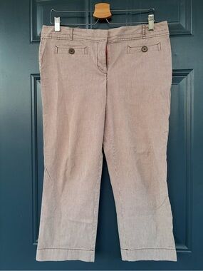 Ann Taylor LOFT Red/white Marisa Striped Capris; Size 10
